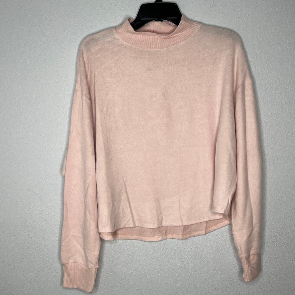 New Socialite Pink Pullover Fleece Sweater Long Sleeve Women's Size L
